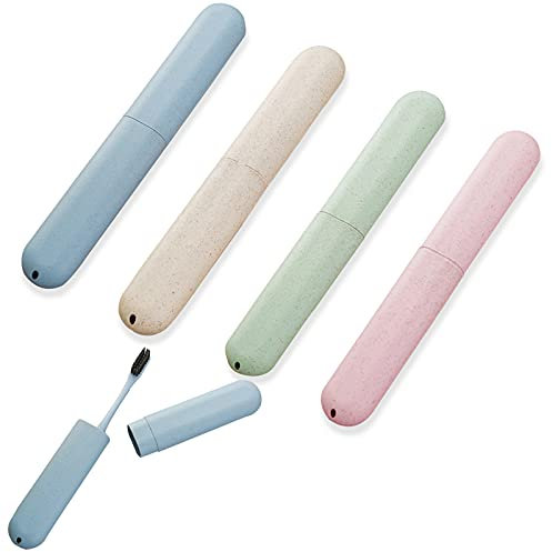 4 Stück Zahnbürsten Etui YUTOU Umweltfreundliche Weizenstroh Zahnbürsten Cover Case Tragbar Gefrostete Zahnbürstenhülle Zahnbürsten Zubehör für Zuhause Wandernder Camping Reise