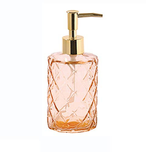 Distributeur de savon en verre, flacon à pompe à savon, bouteille de lotion, bouteille de lotion en céramique, bouteille de savon, distributeur de shampooing d'hôtel (couleur : ambre)
