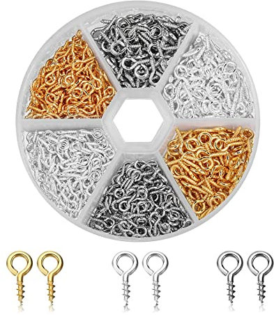 900 Stück Schraubösen Ösenschraube Kleine Augennadeln Ringschraube Set Mini Schaf Ösenschrauben Metal Augenschrauben Ösenstifte Handarbeit für DIY Art Crafts Schmuck (4 × 8 mm Drei Farben)