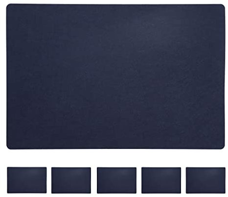 Tischset 6er Set Navy De Luxe | Filz 45x30cm runde Ecken abwaschbar | Tischdekoration Platzset (1 x 6er Set Tischset Navy)