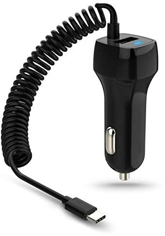KFZ Ladegerät Dual Ladeadapter 3,1A dehnbares Ladekabel kompatibel mit Samsung Galaxy Z Flip Fold 6 5 4 3 2 S25 S24 S23 S22 S21 S20 FE Plus Ultra, Farbe:Schwarz, Smartphone:Samsung Galaxy S8