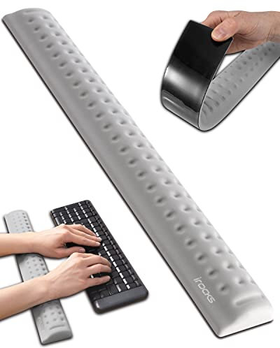 i-Rocks Tastatur-Handgelenkauflage aus Memory-Schaum, schmerzreduzierende Handgelenkauflage für Computertastatur, rutschfeste Gummiunterseite, kühlendes Tastatur-Pad für lange Stunden Arbeit, Studium,