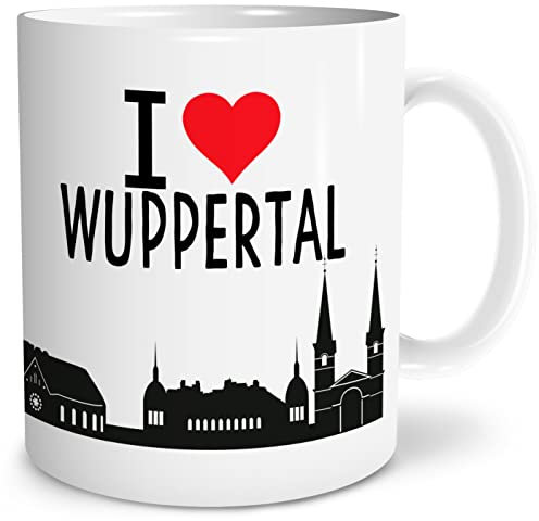 OWLBOOK® I love Wuppertal Tasse mit Spruch Geschenke Geschenkideen als Erinnerung oder Mitbringsel von einer Reise für Männer und Frauen zum Geburtstag Keramik 300 ml