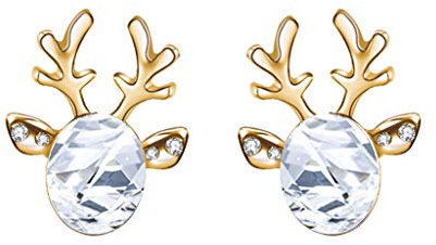 Damen Kristall Edelstein Gold Geweih Ohrringe Temperament dreidimensionale Weihnachten Rentier Ohrstecker Ohrring Schmuck Geburtstag
