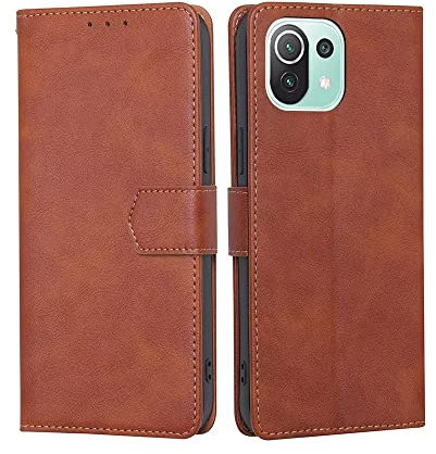 RankOne Coque pour Xiaomi MI 11 Lite / 11 Lite 5G / 11 Lite 5G NE (6.55 inches), Coque Etui Protection Housse Premium en Cuir PU - Marron