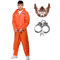 Adult Mens Orange Convict Suit Costume + Hannibal Mask + Handcuffs : Prisoner 90s Film Theme Fancy Dress (X-Large)