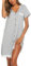 Ekouaer Chemise de Nuit Femme Bouton Manches Courtes Maternité Robe de Nuit Devant Vêtements de Nuit, A-Rayé, L