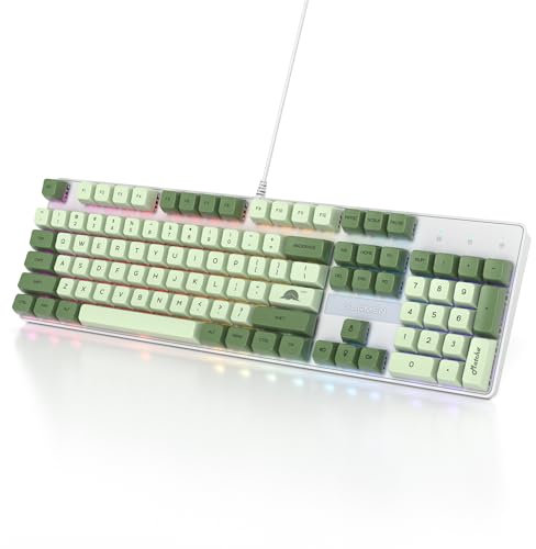 SOLIDEE Full Size Mechanical Keyboard,QWERTY Layout Green Matcha Keyboard,Wired 104 Keys RGB Backlit Gaming Keyboard with Number Pad,NKRO Mechanical Keyboard for Windows Laptop PC Gamer(104 Matcha)