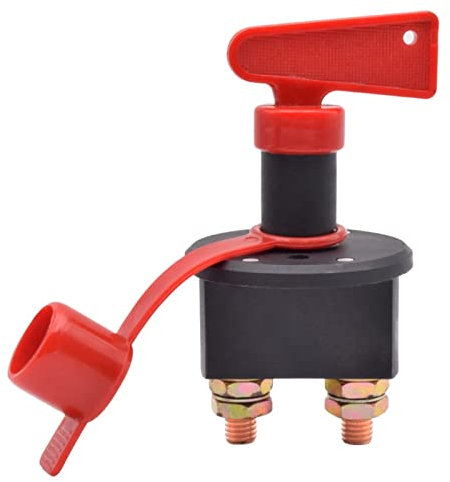 Isolateur de batterie de voiture 12V 24V DC déconnecter coupe-circuit disjoncteur alimentation principale interrupteur à clé rotatif 400A for camion bateau 1 pièces (Color : Red Cap)