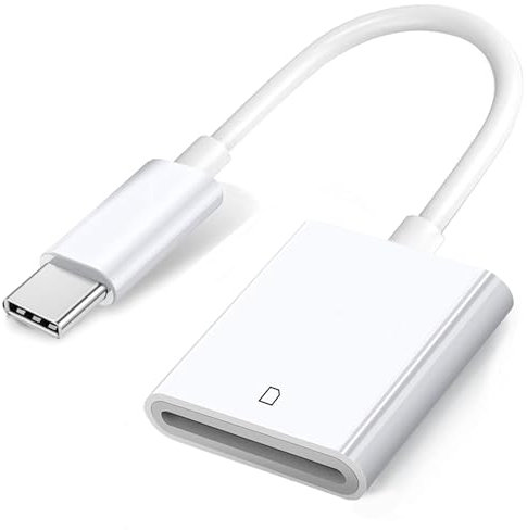 Apple Lettore di schede USB C a SD per iPhone 15/15 Plus/15 Pro/15 Pro Max, MacBook Pro M1 Air, iPad Pro/Air, iMac, Surface, Galaxy S24 (bianco-1)