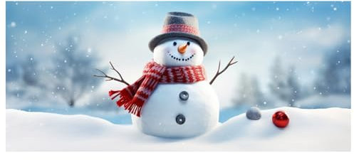 Weihnachts-Garagentor-Dekoration, Weihnachts-Garagentor-Banner, Wandabdeckung, 7 x 16 Fuß großes Schneemann-Schild für Weihnachtsfeiertage Fahrrad Fahne Blau (White-D, 34x26x3cm)