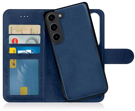 MyGadget Flip Case für Samsung Galaxy S24 - [ abnehmbare Magnet Hülle ] - Handyhülle aus Kunstleder - [ Klapphülle mit Kartenfach ] Schutzhülle in Blau