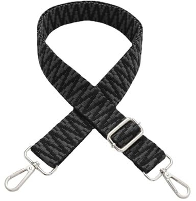 Whakano Verstellbar Schultergurt für Taschen,3,8cm Breit Taschengurt,Längenverstellbarer 75-145cm Schulterriemen,Ersatz Taschenriemen Schultergurt,für Duffel Laptoptasche,Schwarz,Silberne Schnalle