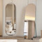 LVSOMT Grand Miroir Mural Ovale, 160 x 50 cm Miroir sur Pied, Long Miroirs Muraux, Miroir Intégral, Moderne, sans Cadre, Elliptique, pour Chambre Salon Entree, Noir