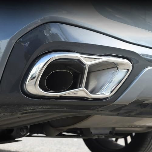 für X5 G05, X6 G06 2019-2023 M Sportpaket (Nicht für X5M X6M) Diffusor Chrom Glänzend Auspuffblende Dekor Edelstahl 2 Stück (Silber)