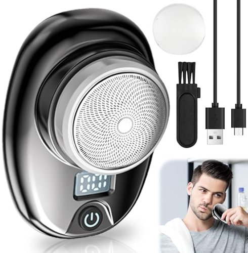 Mini Rasierer Herren: Rasierer Herren Elektrisch, Tragbarer Rasierer Elektrorasierer, USB Type C Rechargeable, Waschbarer Nass- und Trockenrasierer, Rasierer mit Leistungsanzeige für Bart