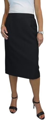 Paulo Due Lined Pencil Skirt for Women Smart Ladies Below Knee Elasticated Waist Skirt Office Evening Black 10-24 (24)