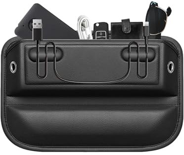 AriKroii Car Seat Storage Box, Front Seat Storage Box, Car Seat Back Storage for Car Seats with PU Leather, Side Pockets Organizer, Car Accessories