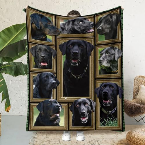 MUNOOR Labrador Retriever Kuscheldecken 100x130 cm Weich Flanelldecke Wohndecke Geschenke für Kinder Erwachsene, Decke 3D mit Motiv Tiere Schwarz Sofadecke Couchdecke Tagesdecke