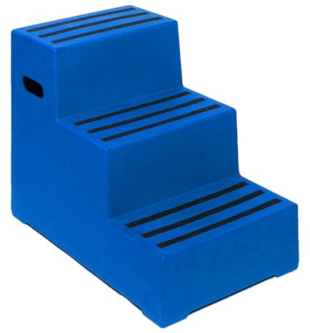 3 Tread Heavy Duty Blue Plastic Moulded Safety Block Steps