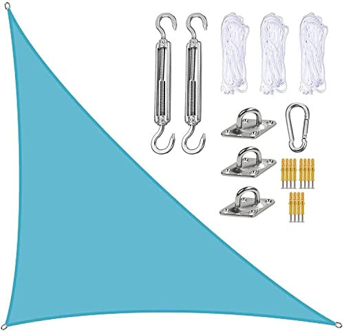 Triangle Sun Sail Water-permeable - Sun Protection Balcony Triangular - Patio Roof Garden Sun Roof Pool Pergola Trampoline Caravan Sun Protection Terrace Camping, 3 X 4 X 5 M Egg Chair Cover(Sky blue,