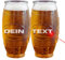 PERSONALISIERBARES American FOOTBALL GLAS (2er Set) mit erhabener Football Naht und Lederoptik (650 ml) - Super als Football Geschenk für Fans oder Football Deko auf der Bowl Party - Geschenk-Set