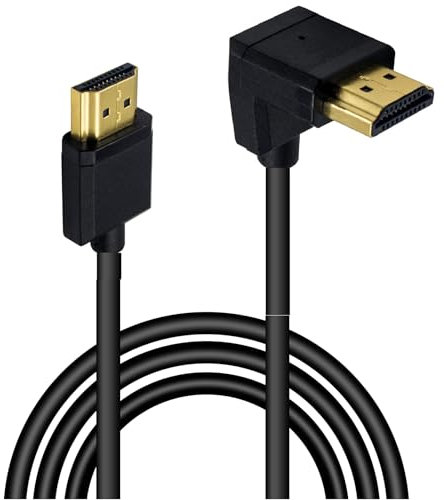 TECHZOCO Cable HDMI 4K 90 grados 2.0, Cable hdmi alta velocidad, 4K Ultra HD 2160p (30 Hz), Cable contactos dorados, Compatible PC, PS4, PS5, Xbox, Smart TV, Negro, 1 Metros