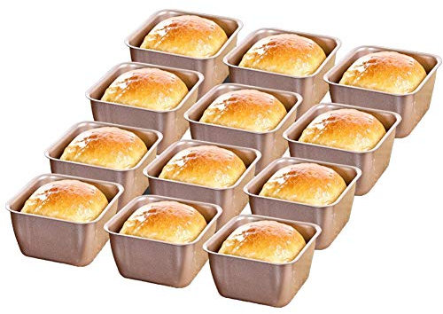 CANDeal Antihaft-Mini-Kuchen-Backformen, 3 Zoll Quadratische Mini-Laibformen, Einzelne Brownie-Pfannen Aus Kohlenstoffstahl, Quadratische Cupcake-Brownie-Pfannen Zum Backen Im Ofen (12)
