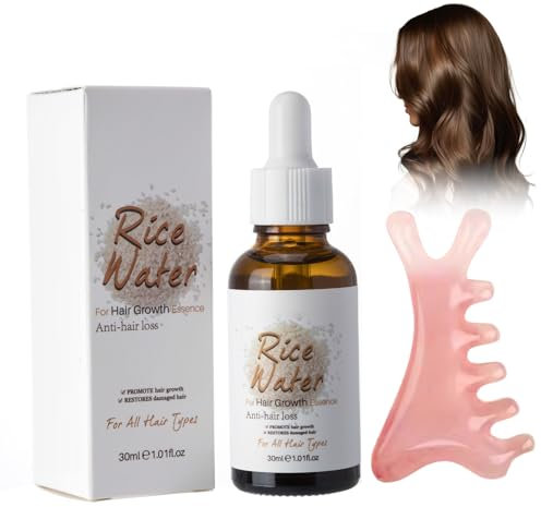 Rostblant 30ml Suero de Agua de Arroz Fermentado con Peine Meridiano para Masaje del Cuero Cabelludo, Aceite Capilar de Agua de Arroz, Mejora el Cabello Seco