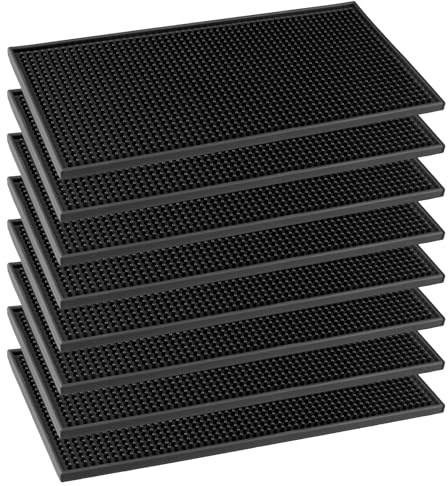 MOUYAT 8 PCS Rubber Bar Mats, 12 x 6 Bar Mats for Home Pub, Black Service Bar Mat for Coffee Bar, Kitchen, Countertop, Hotel