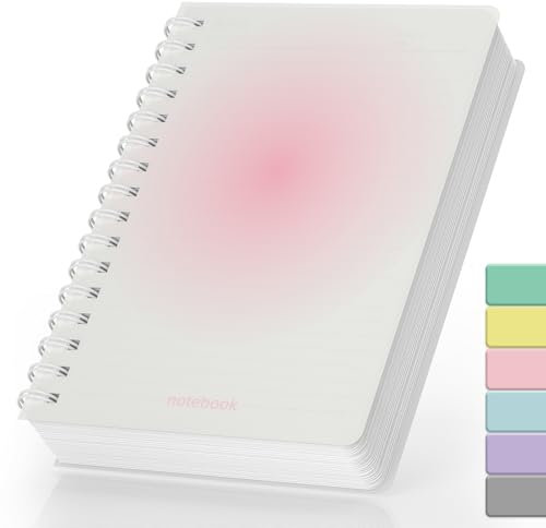 Smarpau Notizbuch A5, 300 Seiten Drahtgebundene Spiral-Notizbücher zum Schreiben, 100gsm dickes Papier PVC Wasserdichtes Journal für Frauen Männer Arbeit Schule, 14.5 x 21cm-Rosa