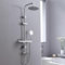 Megistore | Colonna Doccia Con Soffione e Doccetta Tondo Acciaio Inox Anticalcare e Mensola Porta Flacone Con Ganci Per Spugna, Altezza Regolabile Che Permette Di Utilizzare Fori Pre Esistenti