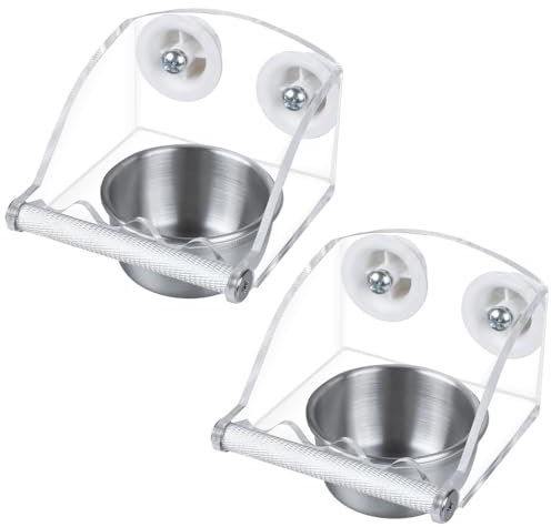 Bol d'eau de Nourriture pour Oiseaux, Mangeoire à Vaisselle en Acier Inoxydable Tasse d'alimentation Cage Perroquet avec Support à Pince pour Perruches Calopsittes Inséparables Pinson