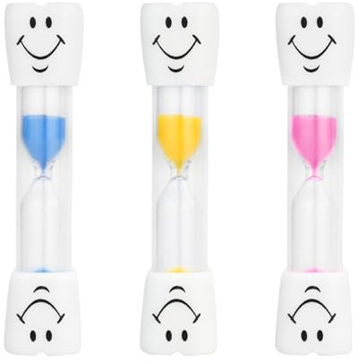 3 Stück Sanduhr Timer Smiley, Sanduhr Zähneputzen Kinder, Sanduhr 3 Minuten, Kinder Countdown Berechnung, für Zähneputzen, Spiele, Kochen, Büro, Küche (Gelb Blau Rosa)