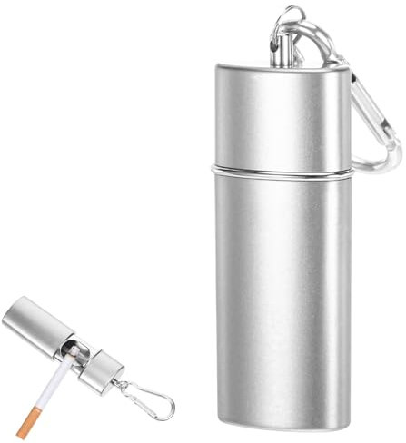 Aschenbecher für Unterwegs Taschen Taschenaschenbecher Geruchsdicht Reiseaschenbecher für Hundespaziergang Wandern, Edelstahl Mit Deckel Gleiten 12.5 * 1CM(Silber)