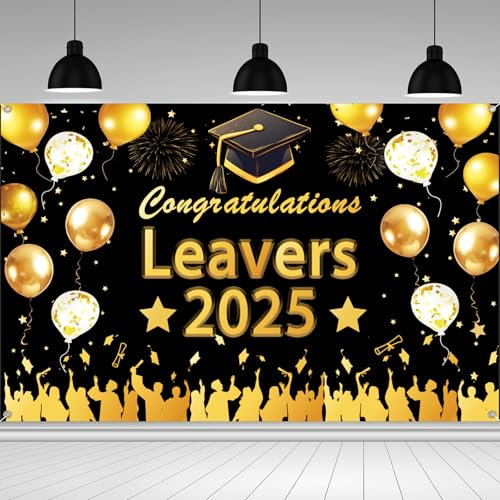 Cartel de felicitaciones 2025, telón de fondo de graduación, decoración de clase de 2025, telón de fondo de fotos para decoraciones de fiesta de graduación en interiores y exteriores