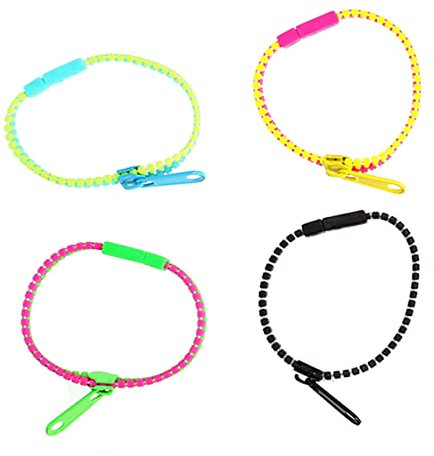 IMIKEYA 4 Stück Zipper Armbänder Freundschaftsarmbänder Partygeschenk für Stress Zubehör für Geburtstagspartys Farben Zufällig Gemischt Zufällige Farbe