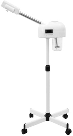 BAOCHADA 750W Gesichtsdampfer Kosmetikstudio Gesichtssauna Verdampfer mit 360 Grad Drehbare Düse und LED-Bedienfeld Ozonzerstäubung Gesichtsdampfer für Salon Spa Gesicht Dampfgerät (Weiß)