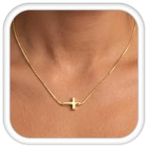 Kreuz anhänger kreuzkette kette damen, silver tone 16k vergoldet halskette | Zierliche kreuz halskette mit anhänger, verstellbare wasserfeste kette, schmuck für damen 16+2