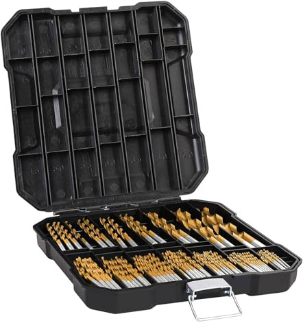 HSS Bohrer Set 99-tlg. Metallbohrer Titanium-beschichtet | Edelstahl Bohrer für Holz, Metall, Kunststoff | Präzisions Spiralbohrer 1–10 mm im Aufbewahrungskoffer