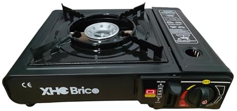 XHC BRICO - Cocina Portatil | Hornillo de camping gas | Estufa de gas portatil para camping | Doble uso, Dual | Apto para botellas de 227g y bombonas de butano