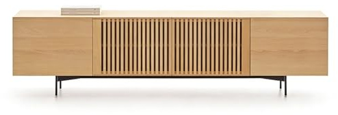 QSNYJPL Tv Stand Cabinet for 32-80, Tv Console with Cabinet Doors Storage, Television Stand with Cable Routing Hole for Living Room, Bedroom, Heightened Legs by 6 in(Yellow,200cm/79in)