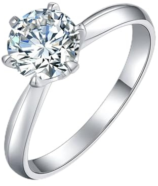 KnSam Echt Schmuck Solitärring Platin PT950, Freundschaftsringe 6 Klaue mit Moissanit, Verlobungsring Platin, Gr.51 (16.2)