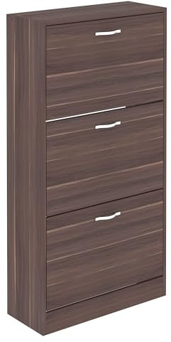 Vida Designs Schuhaufbewahrung Schuhschrank mit 3 Schubladen Schrank Pull Down Holz Möbel Einheit, Walnuss