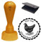 Stempel Eier von glücklichen Hühnern - Motivstempel schwarzes Huhn mit Kissen
