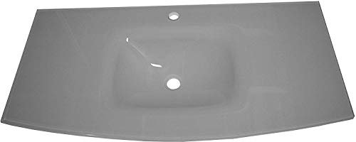 SAM Milchglasbecken Santana, Waschbecken vorne abgerundet, weißes Glas, Waschtisch 100 cm, ohne Unterschrank