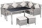Outsunny 5-TLG. Gartenmöbel Set, Rattan Sitzgruppe mit Fußhocker, Metall, Grau, 134 x 60 x 75 cm