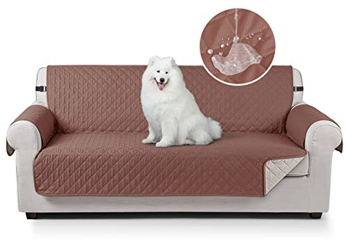 TAOCOCO Sofa Überzug, Sofabezug Wasserdicht Mit Gummiband,Wohnzimmer Anti-Rutsch Gepolsterter Sofaschutz für Haustiere, Katzen, Hunde, Spielende Kinder(Kupferbraun, 3 Sitzer)