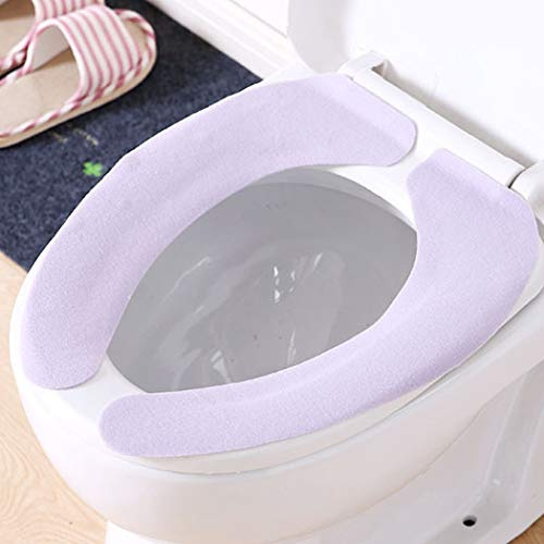 Abcsea 3 Pieces Toilet Seat Cover Warm Pads, Toilet Seat Cover Cushion, Warm Toilet Seat Covers, Adsorption Toilet Seat Mat, Machine Washable - Purple