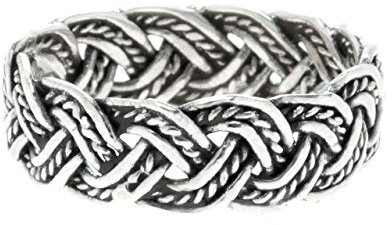 Windalf Pagan Wikingerring Davin 7 mm Partner-Ring Freundschaftsring Zopf-Muster-Ring 925 Sterlingsilber (Silber, 54 (17.2))